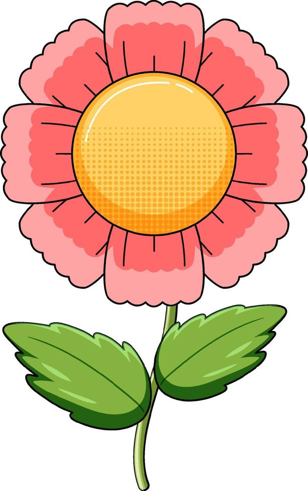 Red flower with green leaves vector