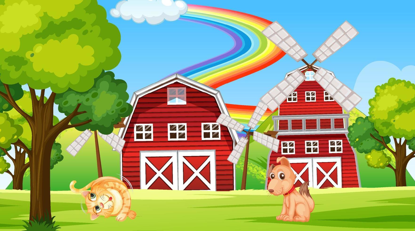 Set of different domestic animals in farm vector