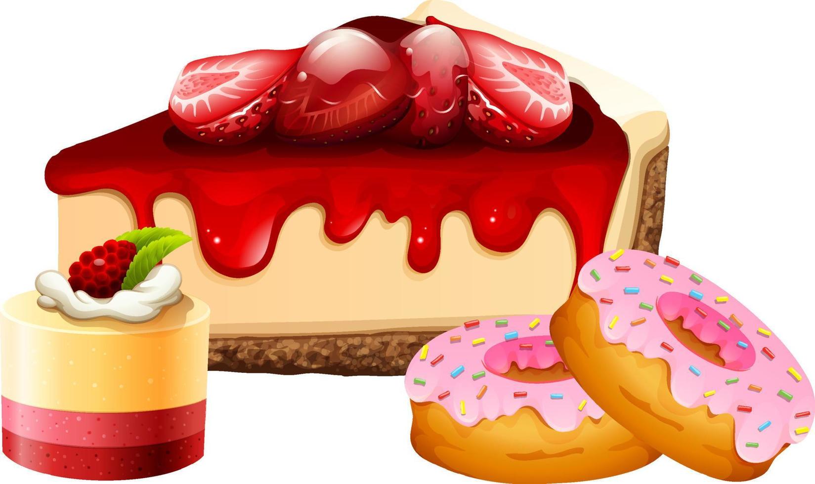 Delicious desserts cartoon set vector