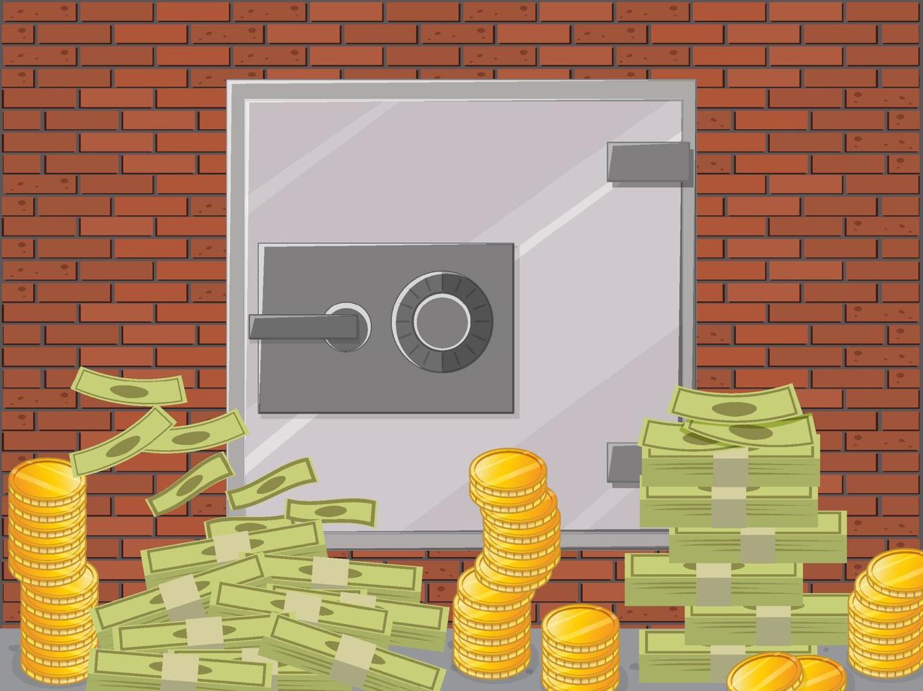 Money security box with banknotes and coins vector