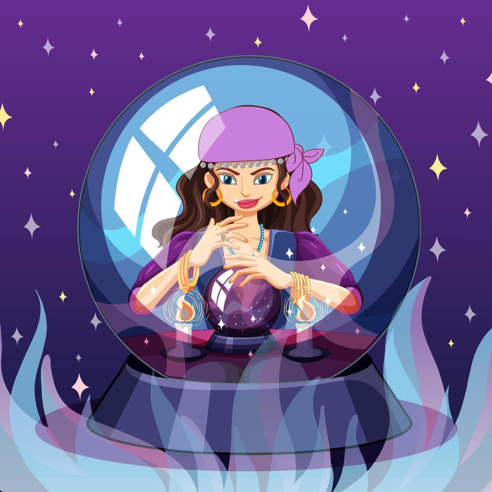 Fortune teller with crystal ball vector