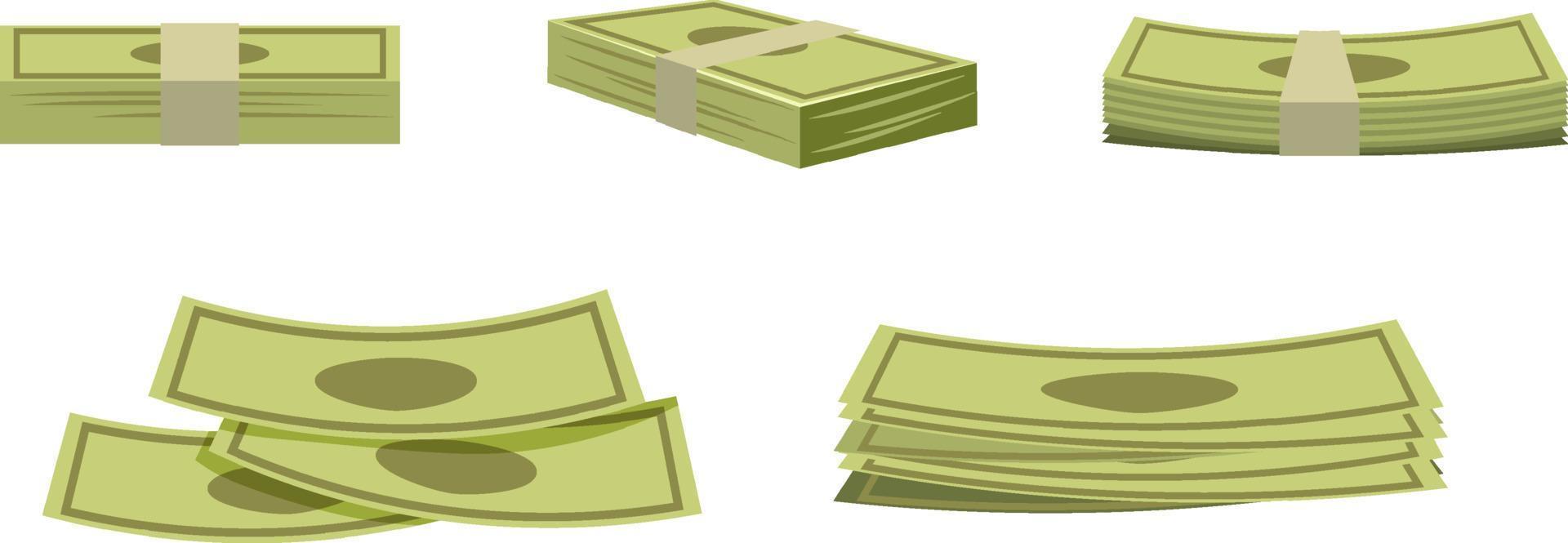 pila de billetes de dinero en estilo de dibujos animados vector