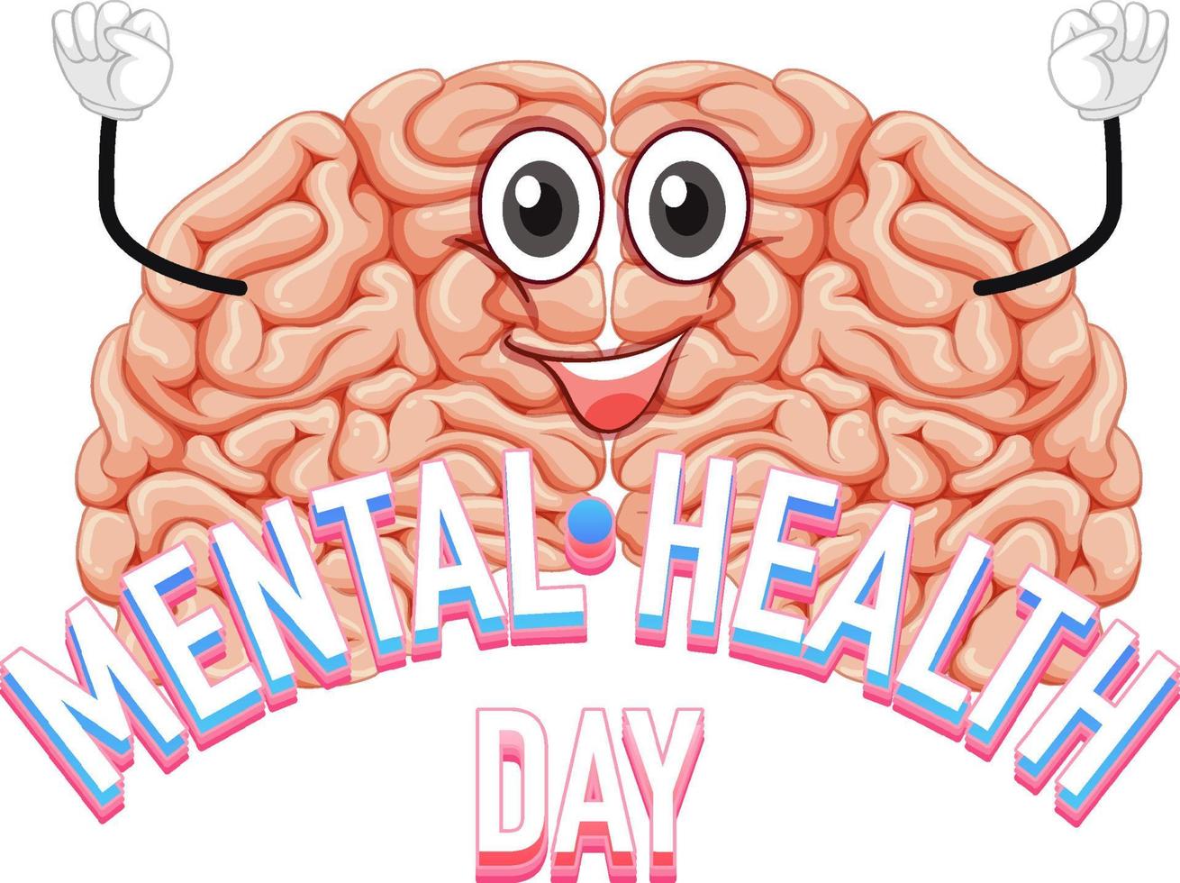 Human brain on poster for mental health day vector