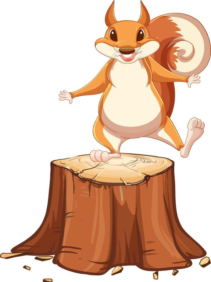 Happy squirrel on stump vector