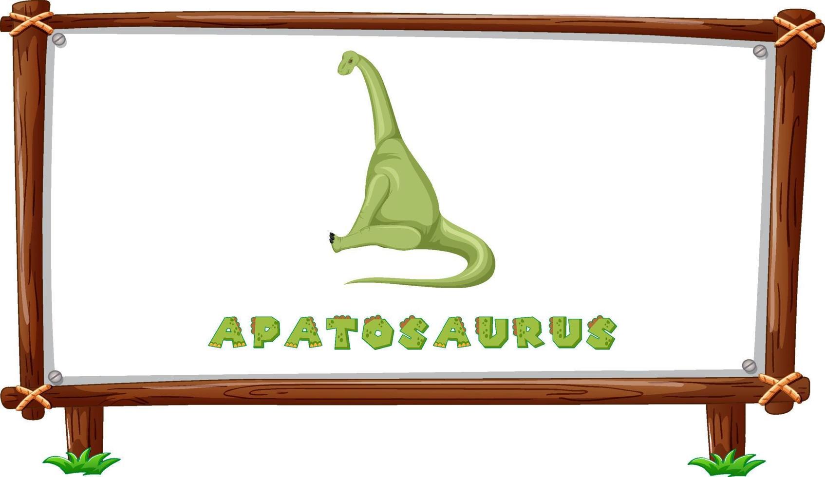 plantilla de marco con dinosaurios y diseño de apatosaurio de texto dentro vector