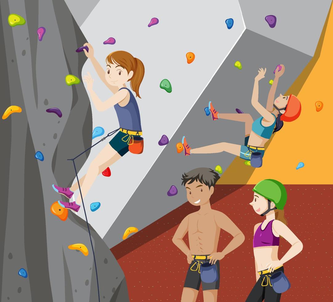 Indoor rock climbing gym vector