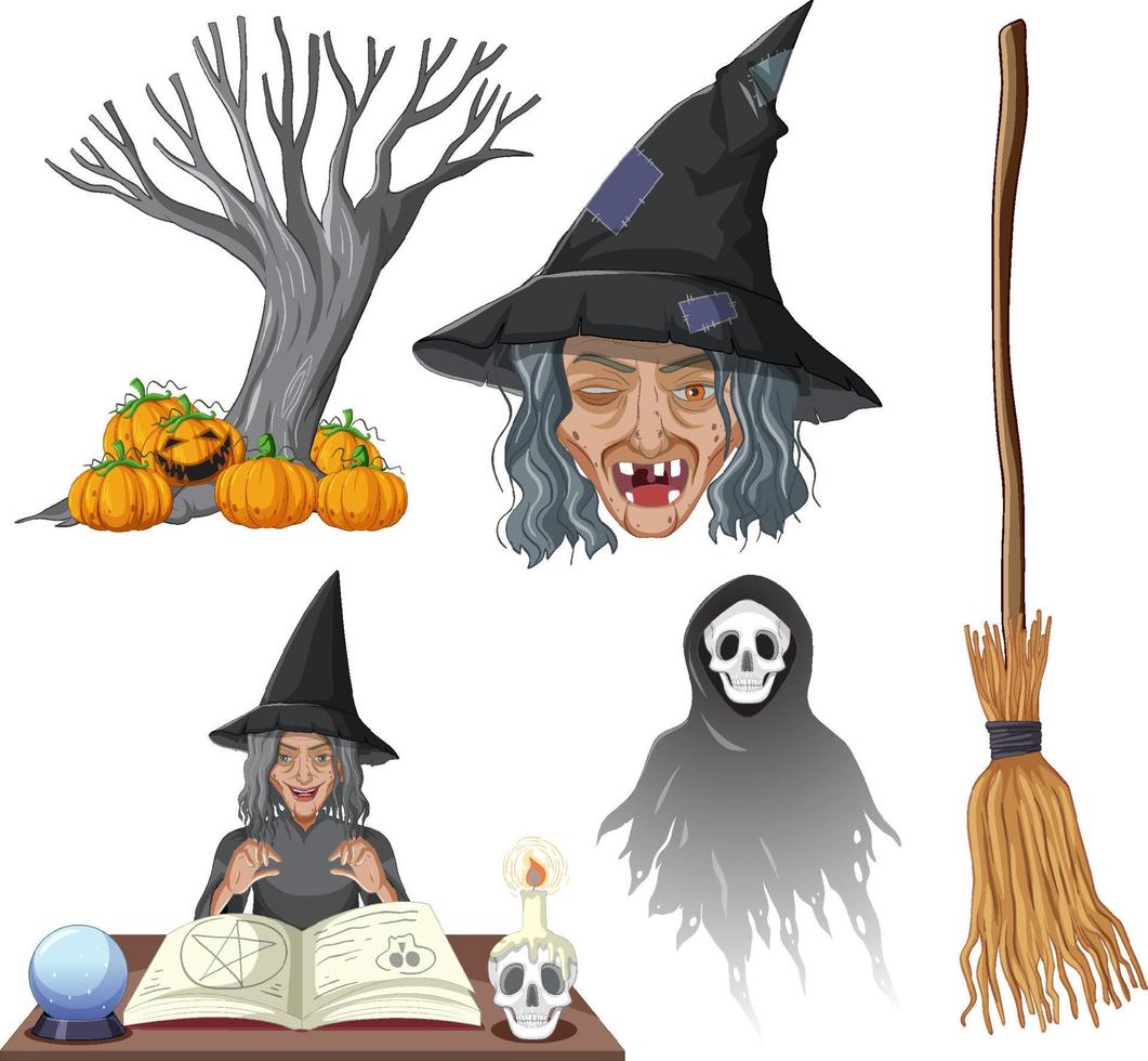 Halloween theme with witch and ghost vector