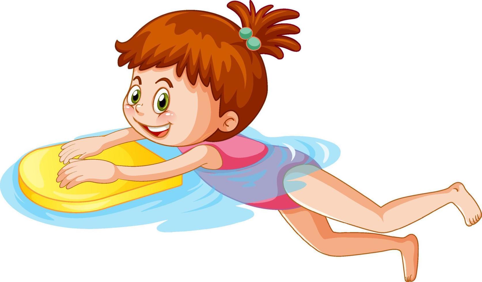 Cartoon girl practice swimming vector