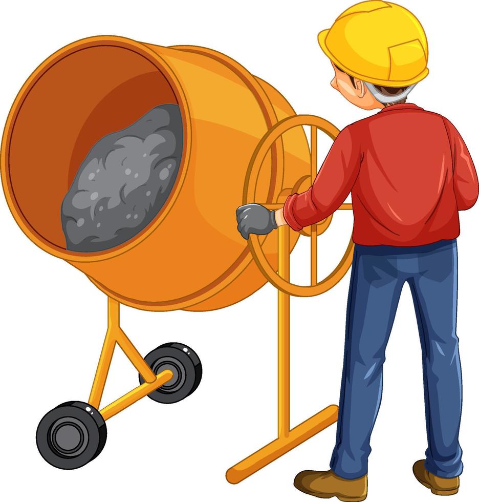 Concrete mixing drum with a worker vector