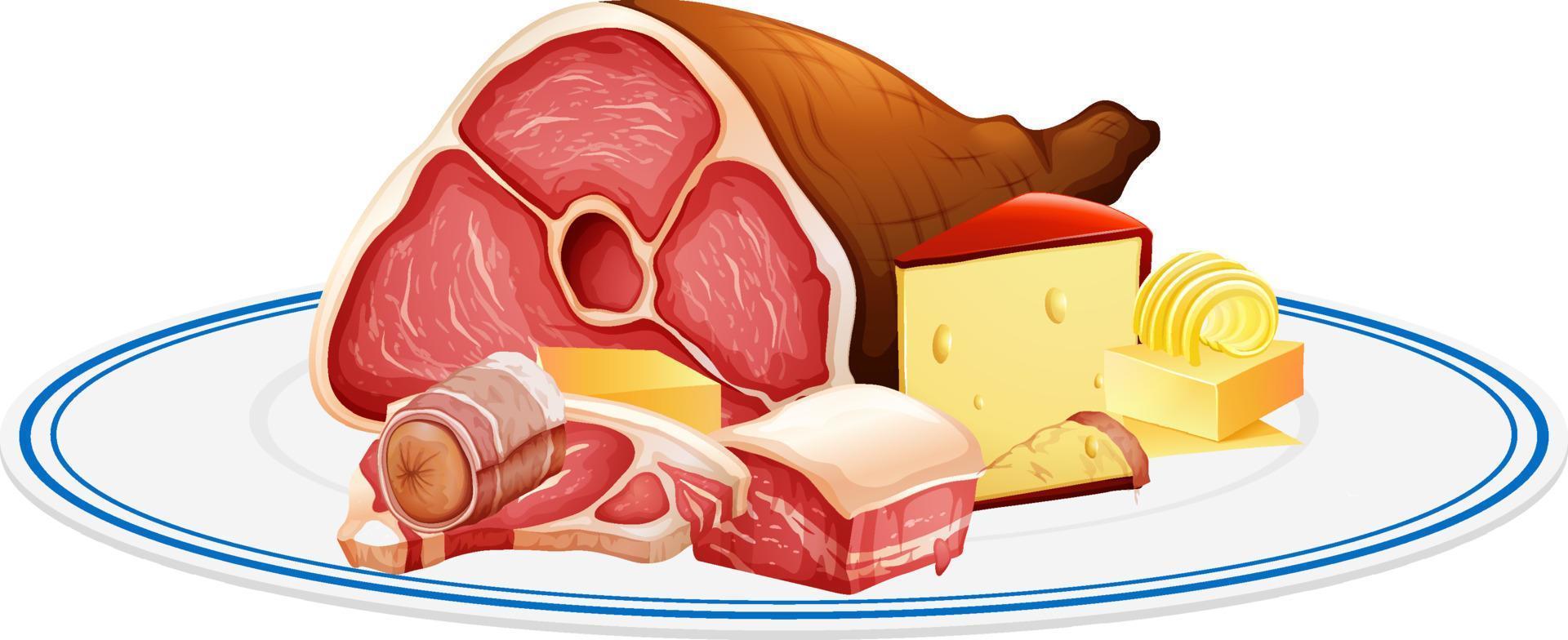 Cold cut set with meat and cheese vector