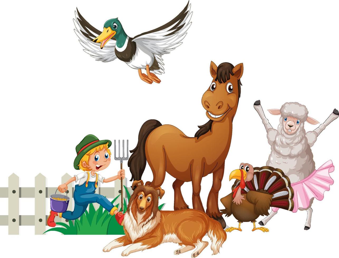 Farm animals on white background vector