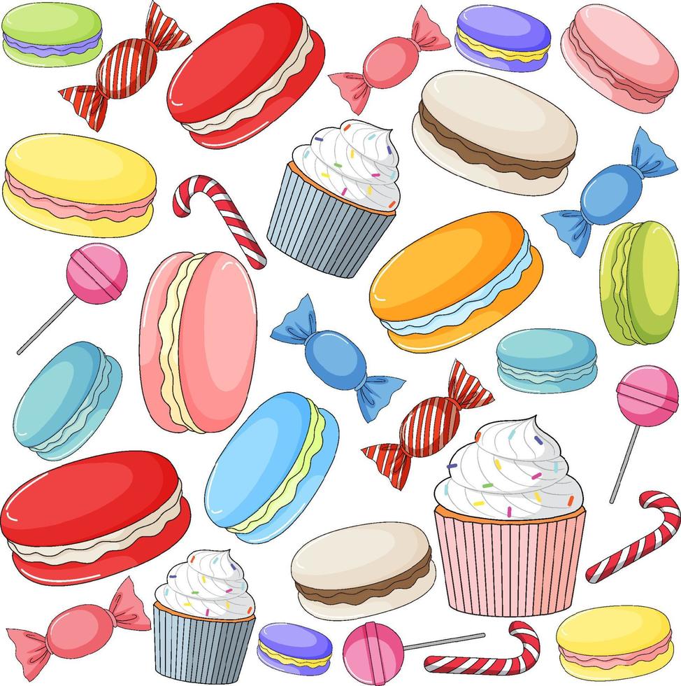 Seamless background design with many desserts vector