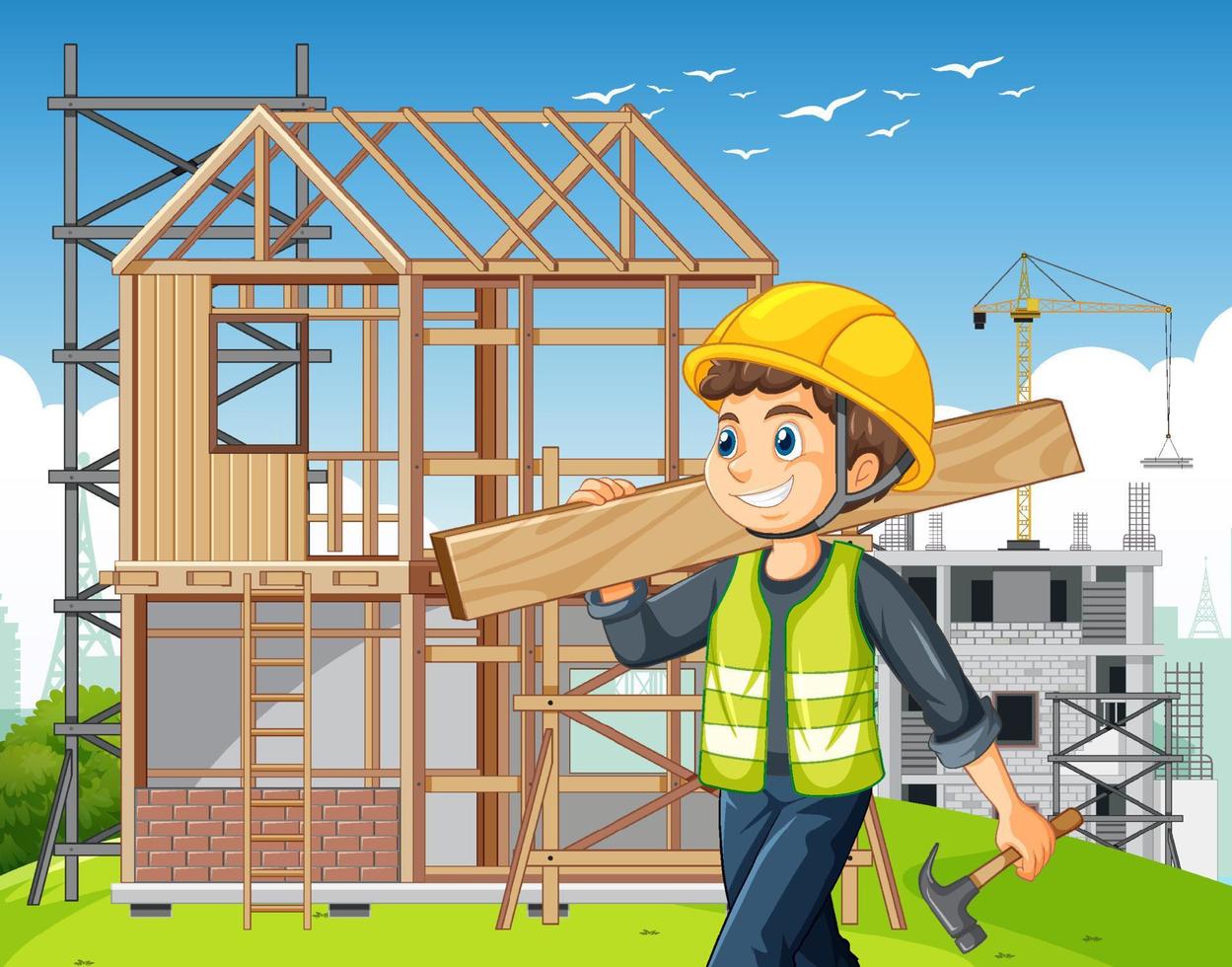 Building construction site background vector