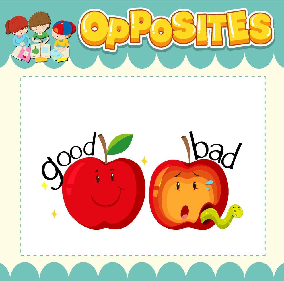 Education word card of English opposites word vector