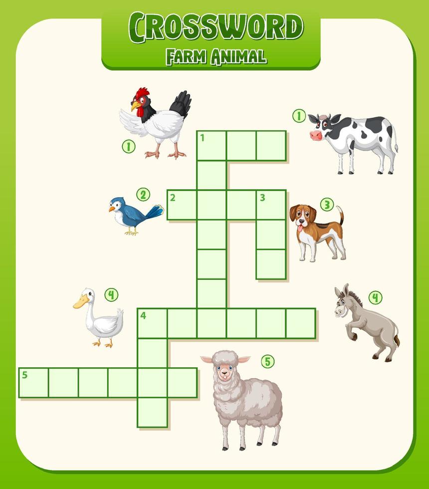 Crossword Farm Animal Template vector