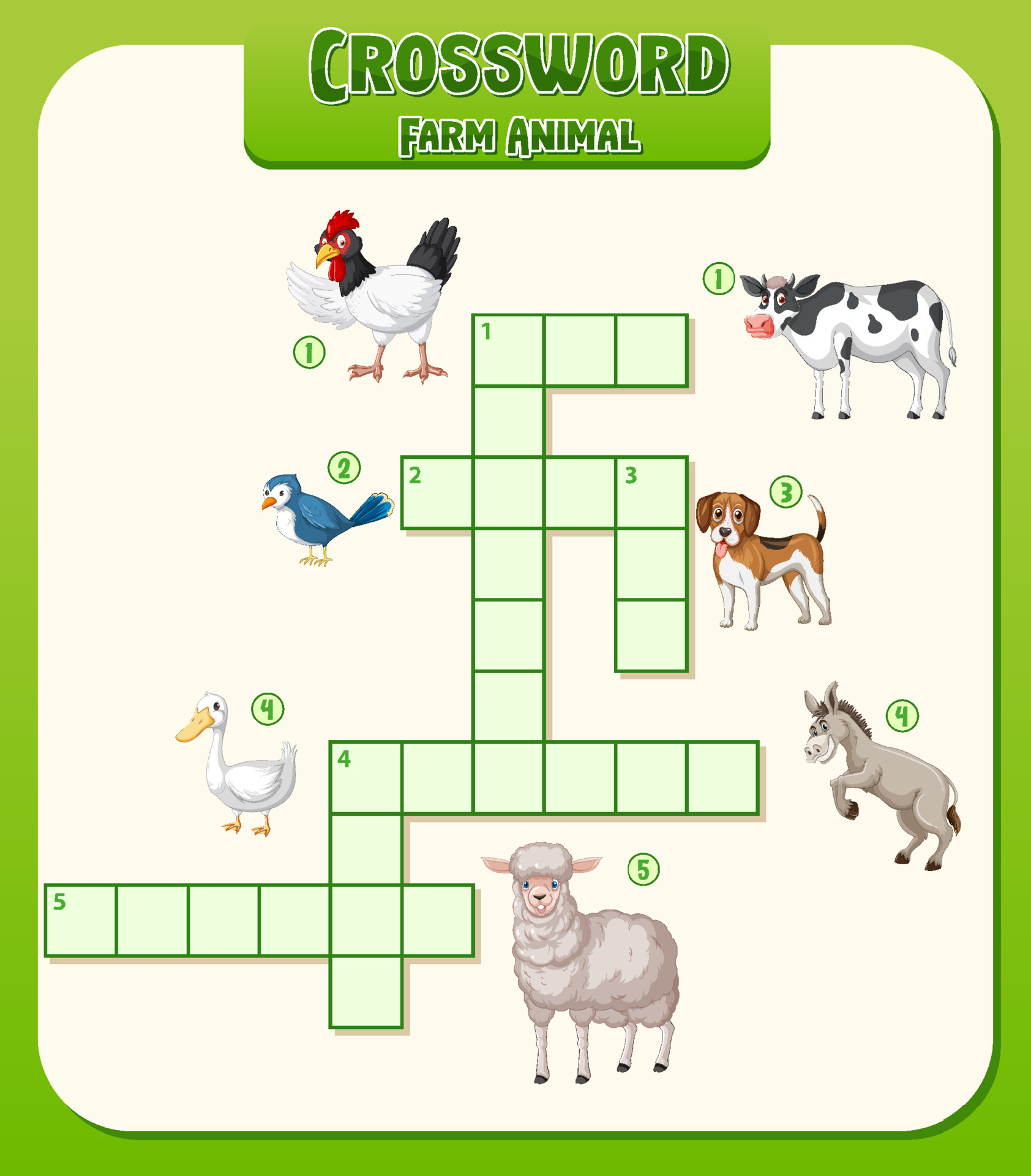 Crossword Farm Animal Template 7142316 Vector Art at Vecteezy