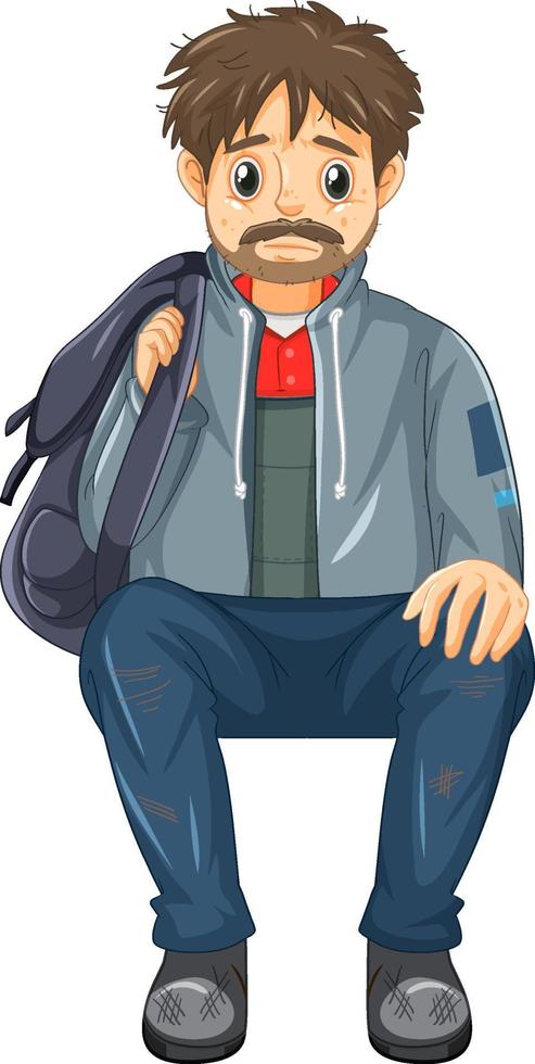 personaje de dibujos animados de hombre sin hogar vector