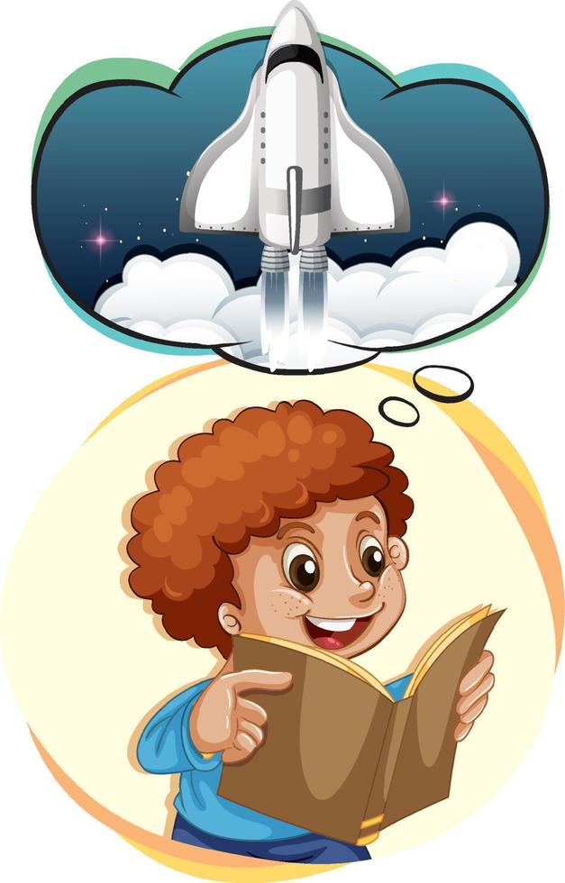 A boy reading with empty callout vector