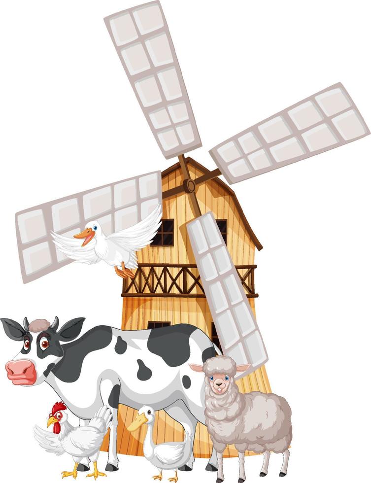 Farming theme with many animals vector