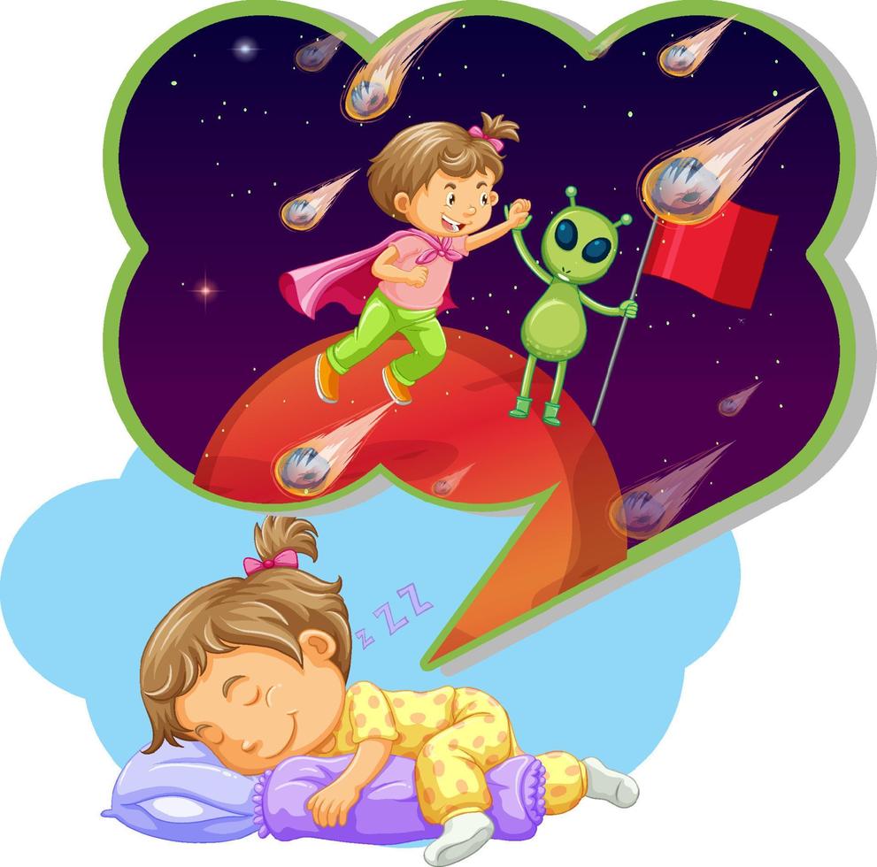 Girl dreaming of flying in space vector