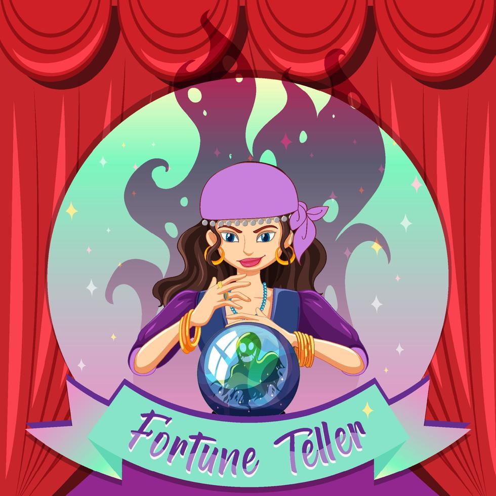 Fortune teller with crystal ball vector