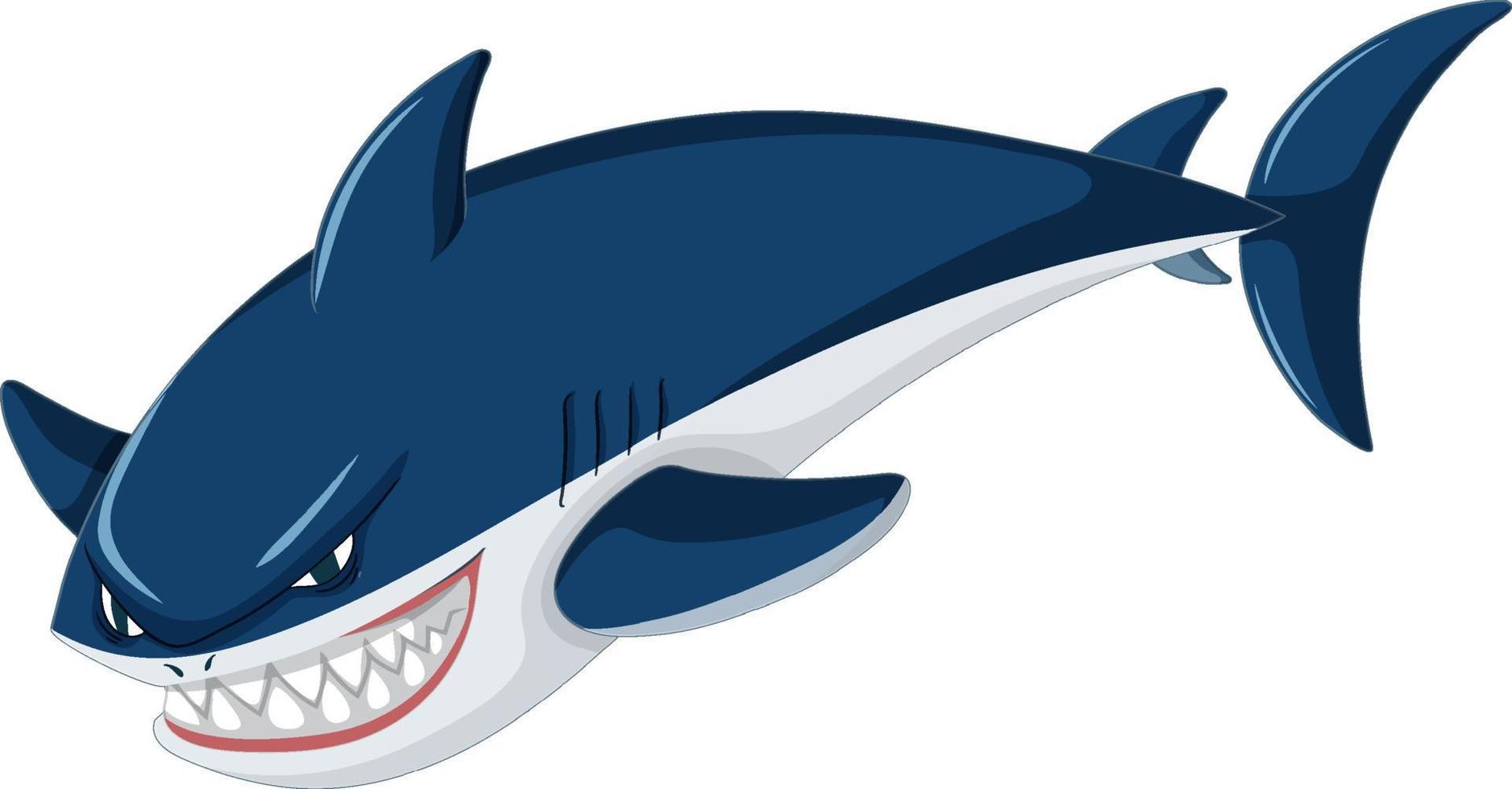 Aggressive great white shark cartoon vector