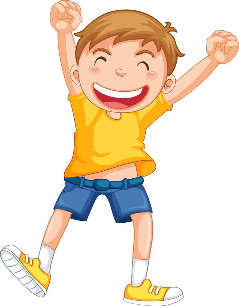 Happy boy jumping cartoon character vector