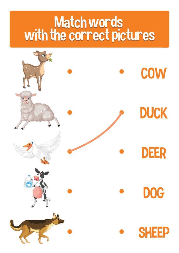 Worksheet design for matching words vector