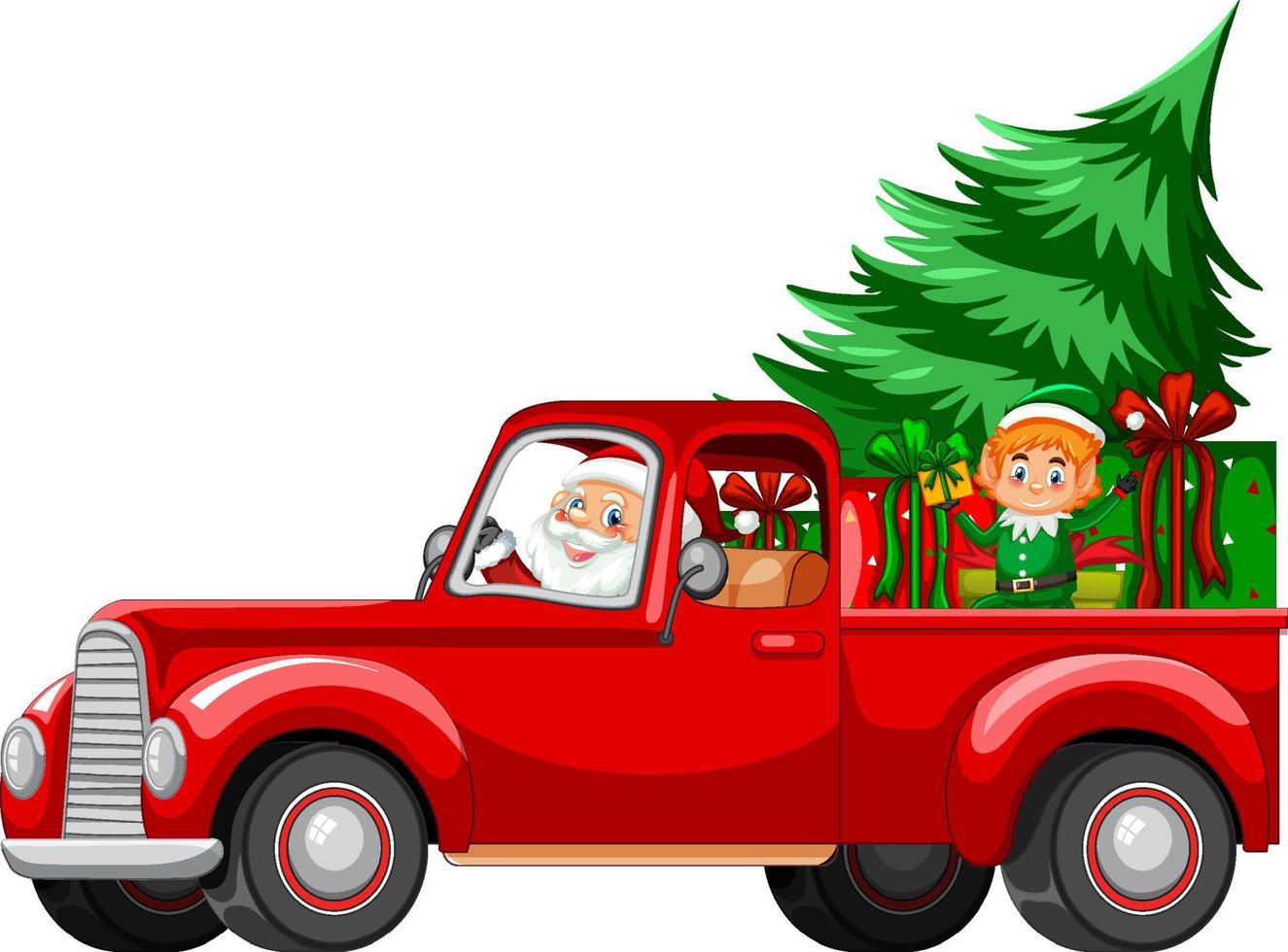 Delivery Christmas gift on red truck vector