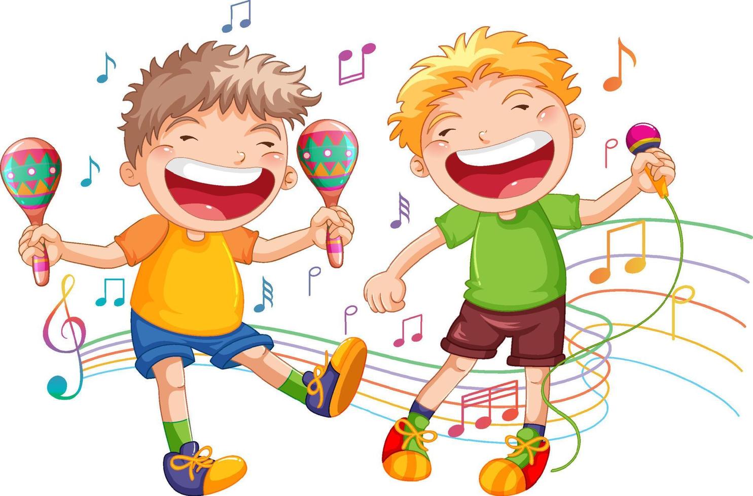 Two boys singing and dancing vector