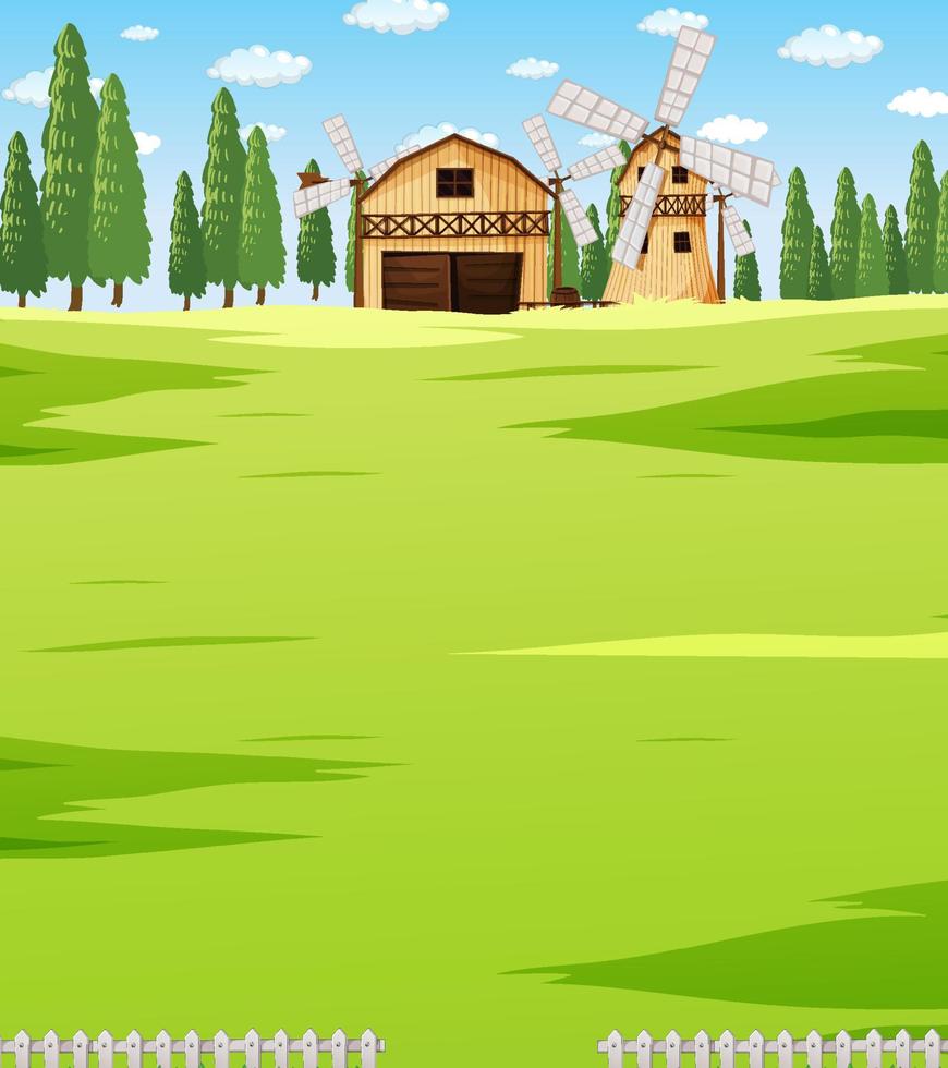 paisaje de la escena de la granja con granero vector