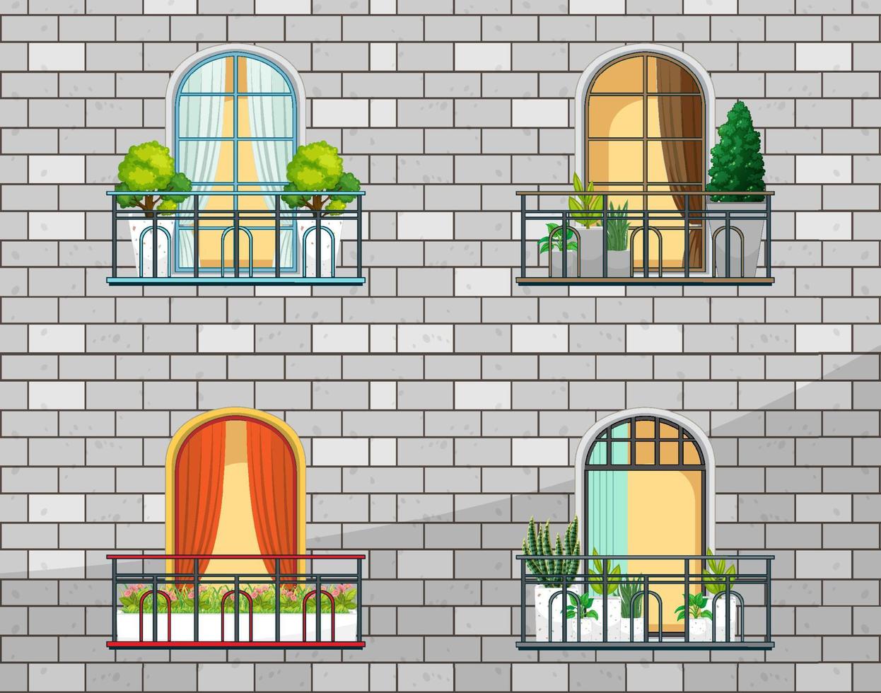 Apartment building balcony facade vector