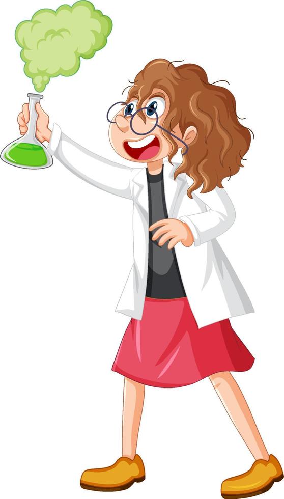 A chemist holding beaker on white background vector