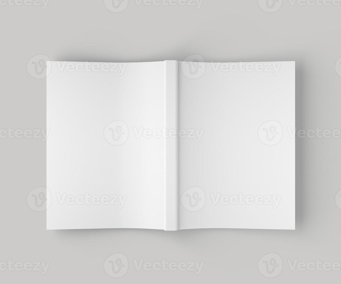 solated magazine with front cover and book pages photo