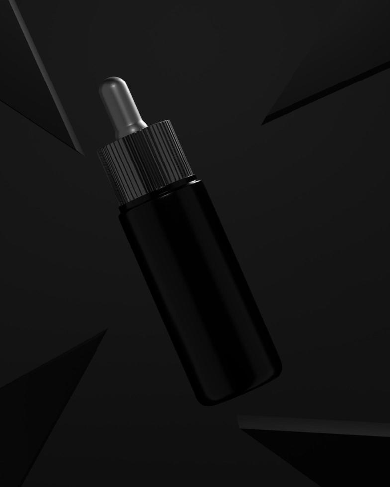 Skincare black serum realistic mockup isolated photo