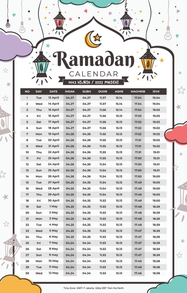 concepto de calendario del mes de ayuno de Ramadán vector