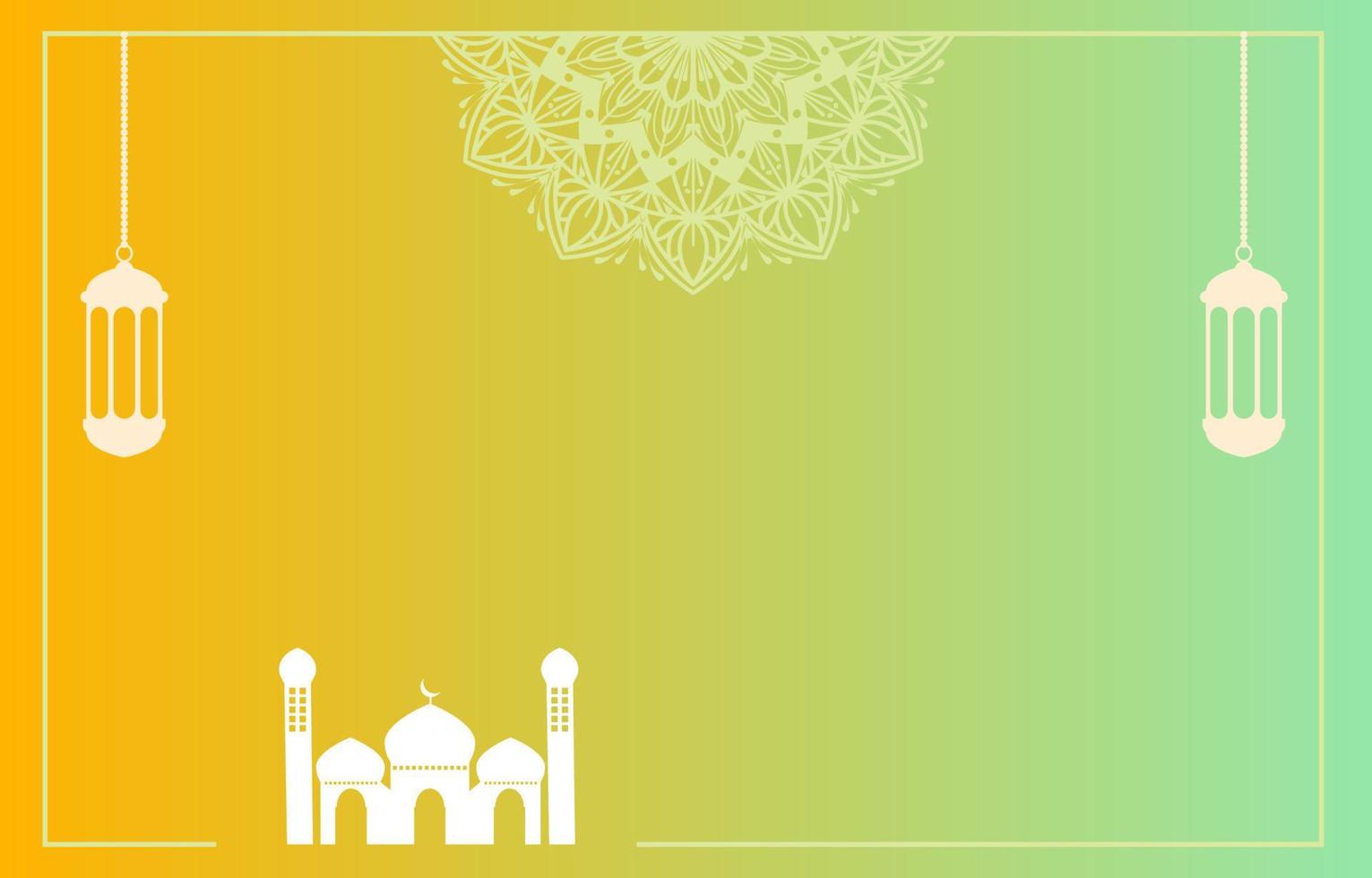 Islamic gradient background vector design with arabic mandala and mosque decoration for ramadan kareem day or eid muharram banner