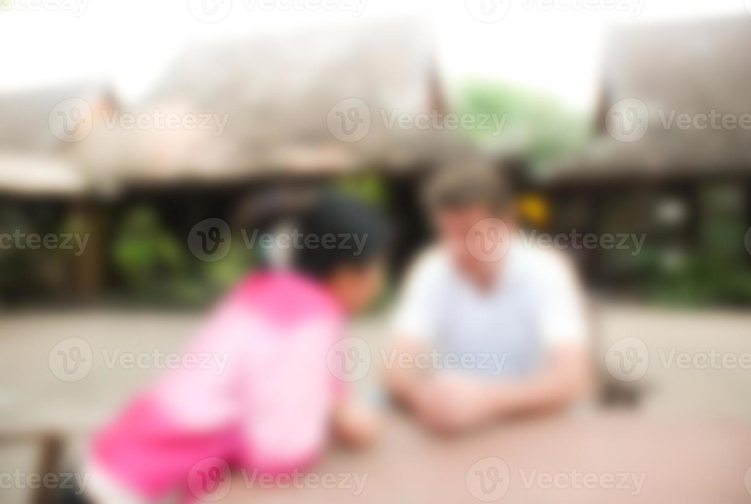 Blurred background, Man and woman are talking or discussion somethings, blur picture concept. photo