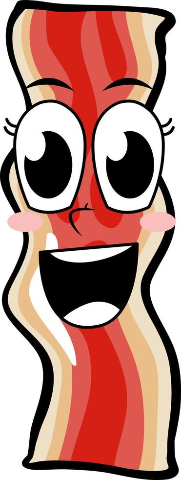 Slice of bacon with happy face vector