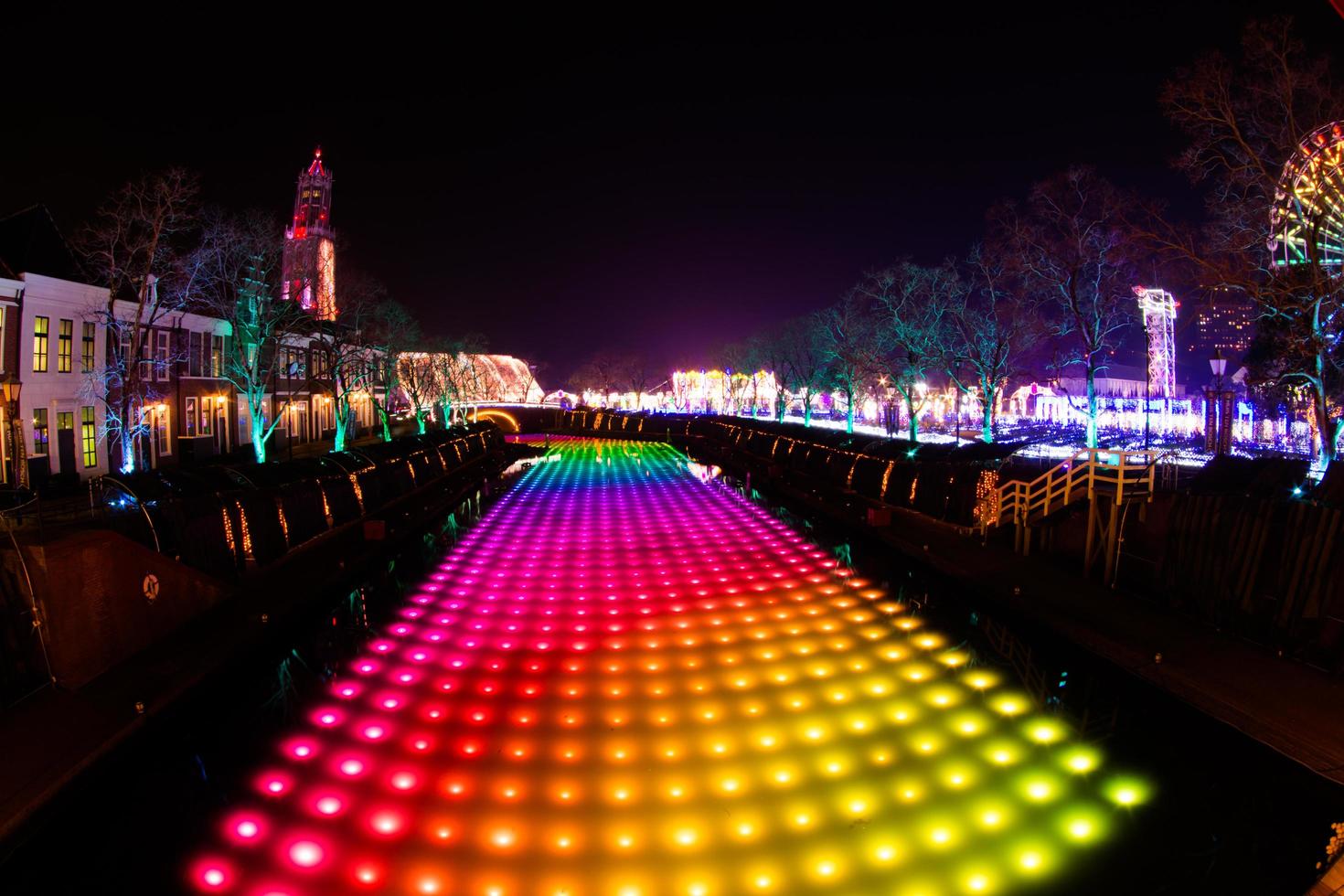 NAGASAKI, JAPAN on April 29, 2019 Huis Ten Bosch is a theme park in Nagasaki, Japan, which displays old Dutch buildings and colorful lights show at night. photo