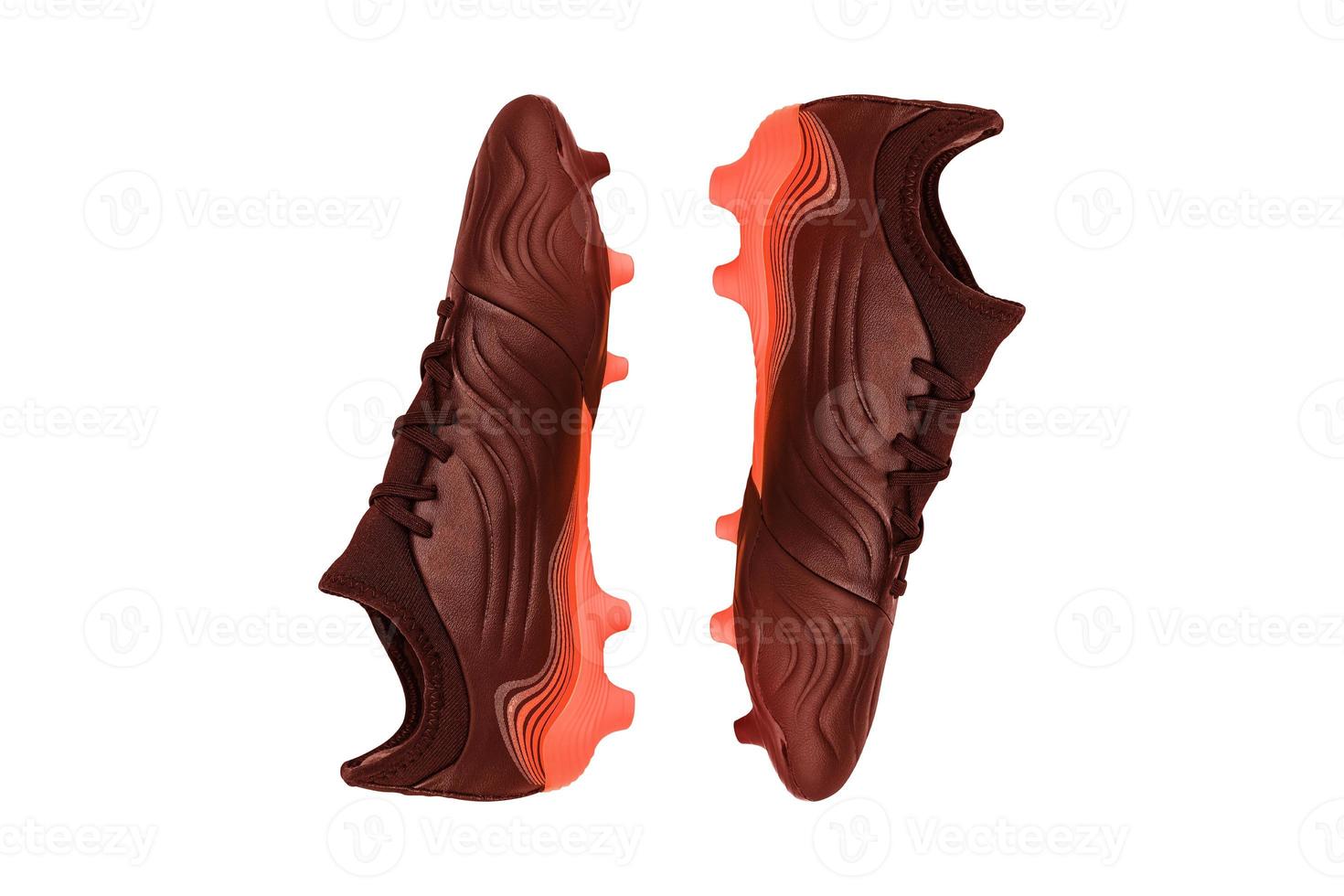 New red soccer boot isolated on white background. photo