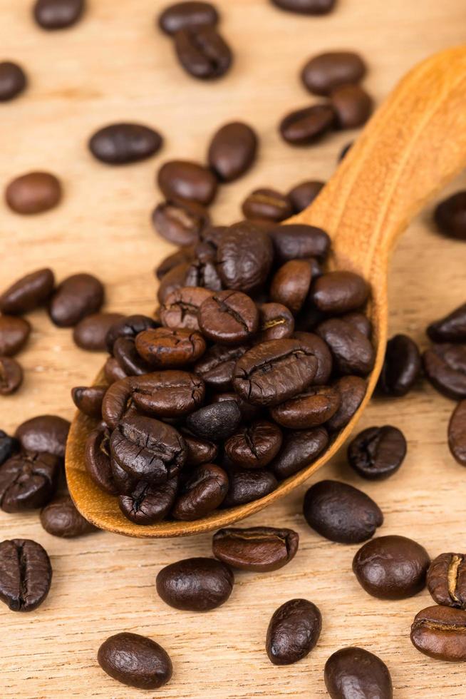 Coffee bean in wooden spoon photo