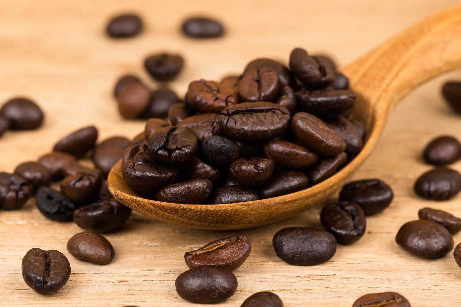 Coffee bean in wooden spoon photo