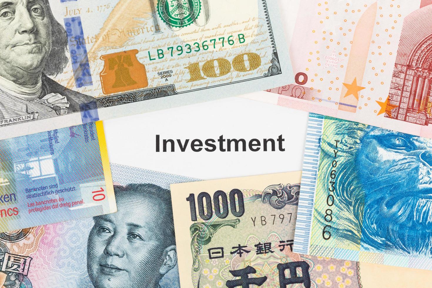 Investment and banknote international investing concept photo