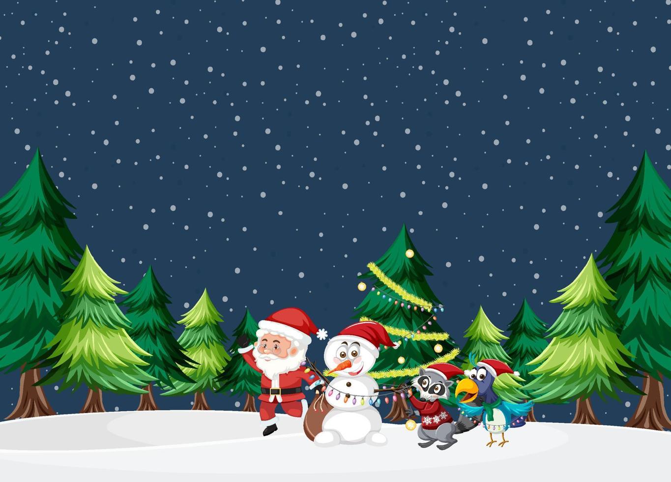 Christmas theme with Santa and snowman vector