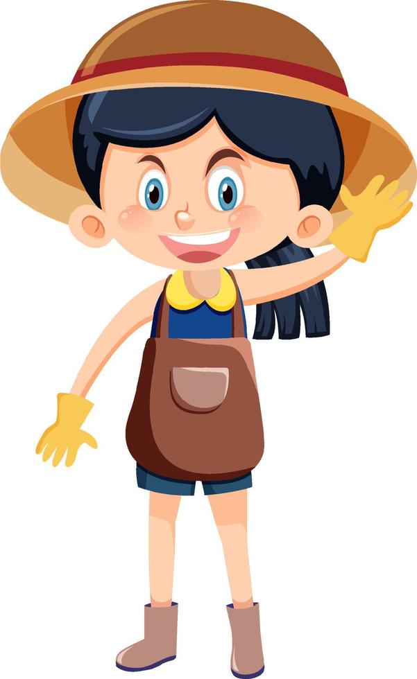 A girl in gardening outfits vector