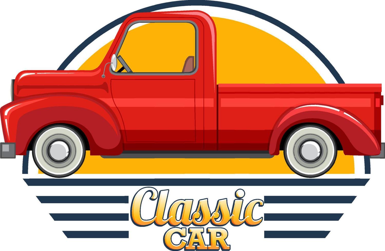 logotipo de coche clásico con coche clásico sobre fondo blanco vector