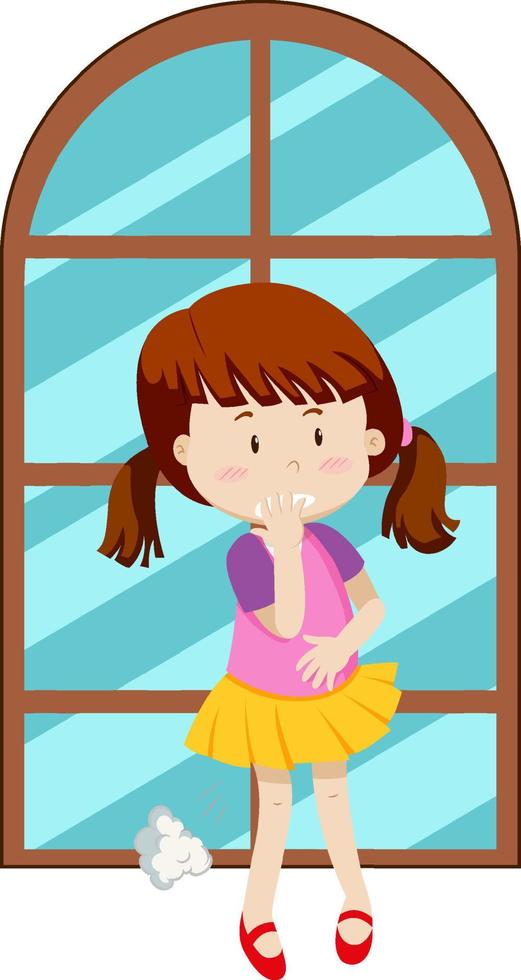 Embarrassed girl simple cartoon character vector