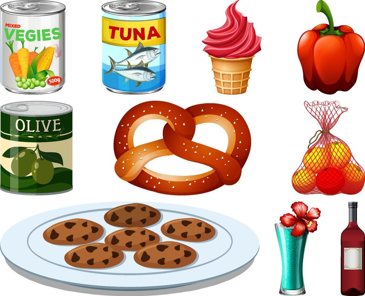 Different foods cartoon collection vector