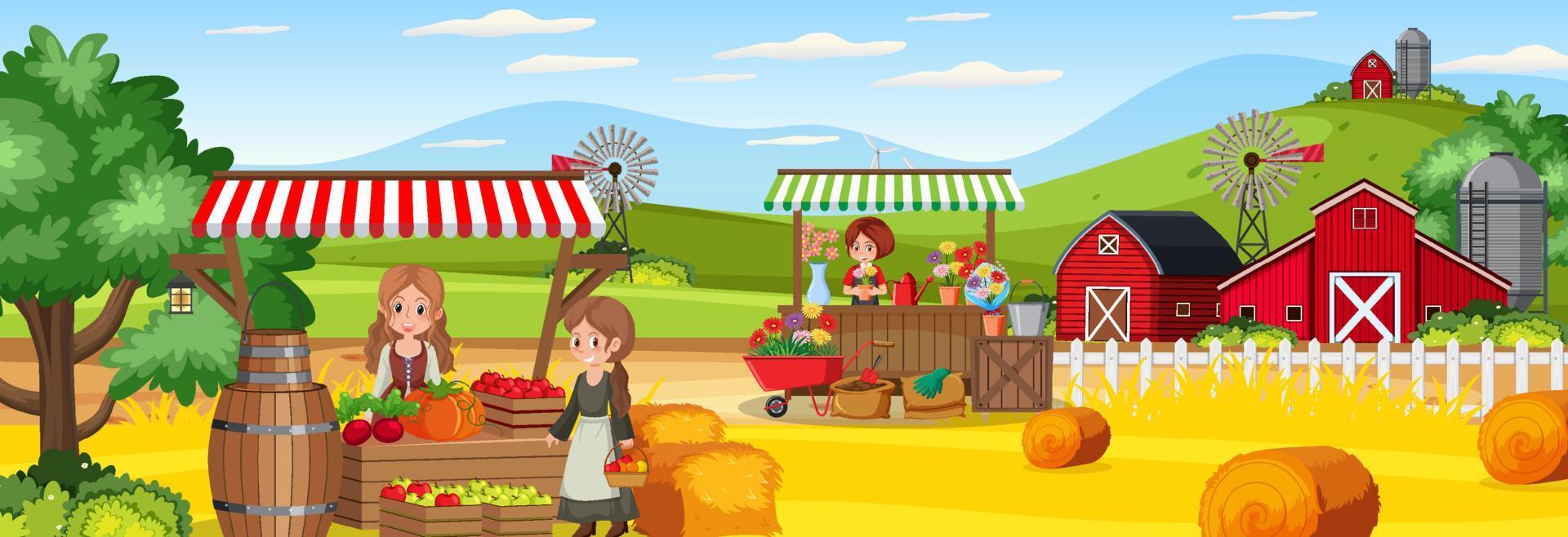 Flea market concept with fruit store vector